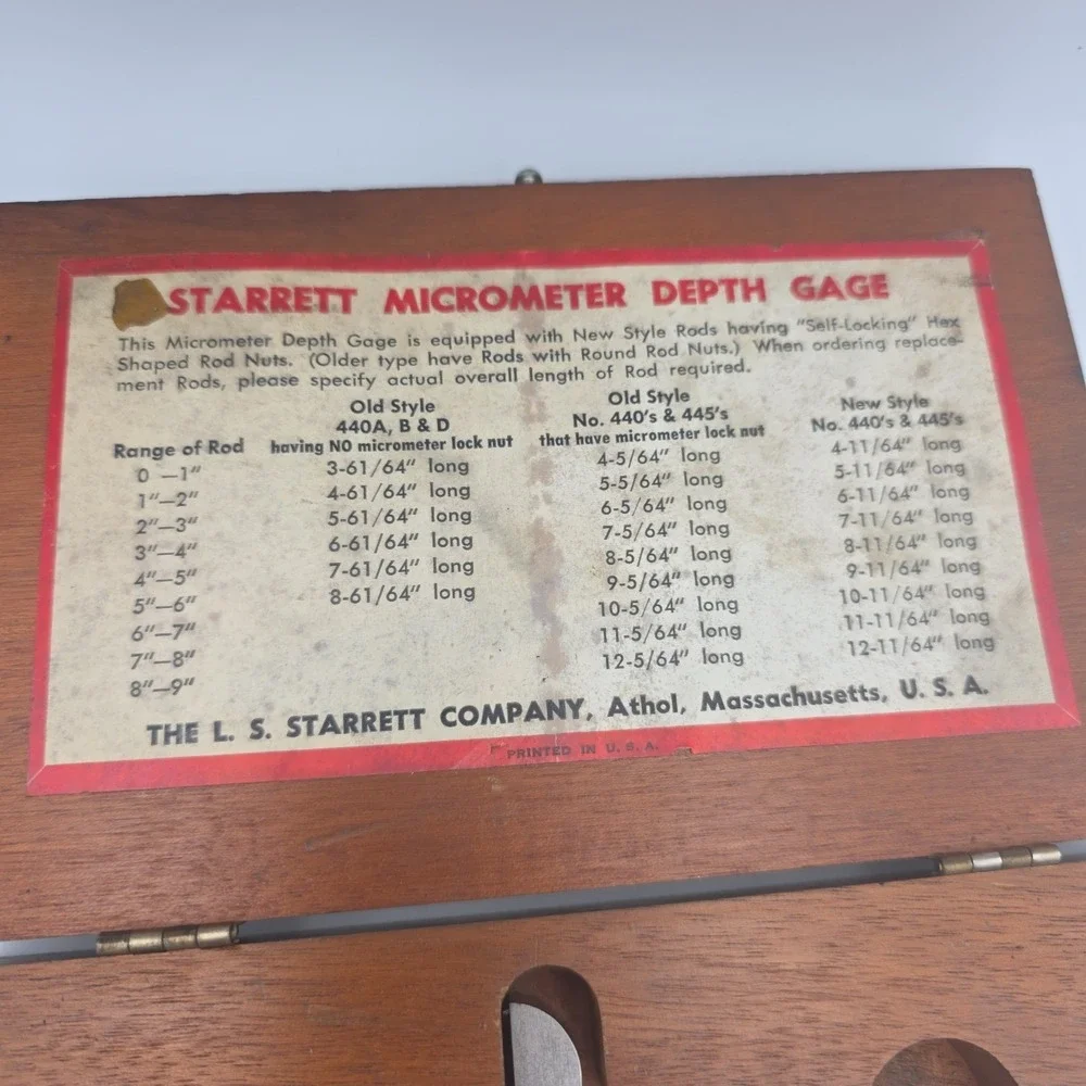 Starrett No. 445 Ratchet Thimble Depth Micrometer Set w/ Case